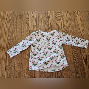 Kate Quinn Strawberry Floral Long Sleeve Shirt 4T Toddler Cotton Organic New NWT